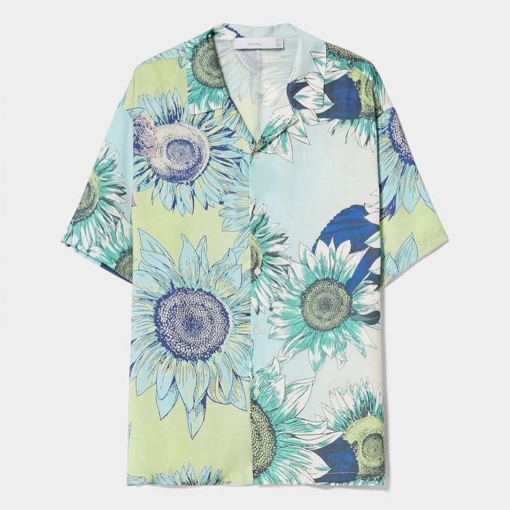 NWT Bershka Men's Floral Print Shirt Size L - Picture 5 of 9